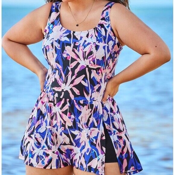 Swimsuits For All Swim Swimsuits For All Floral Tummy Control Nylon